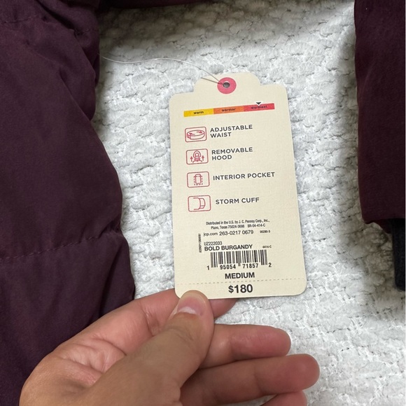 St. John’s Bay Bold Burgundy Coat Faux Fur Women’s Size Medium NWT - Picture 7 of 14